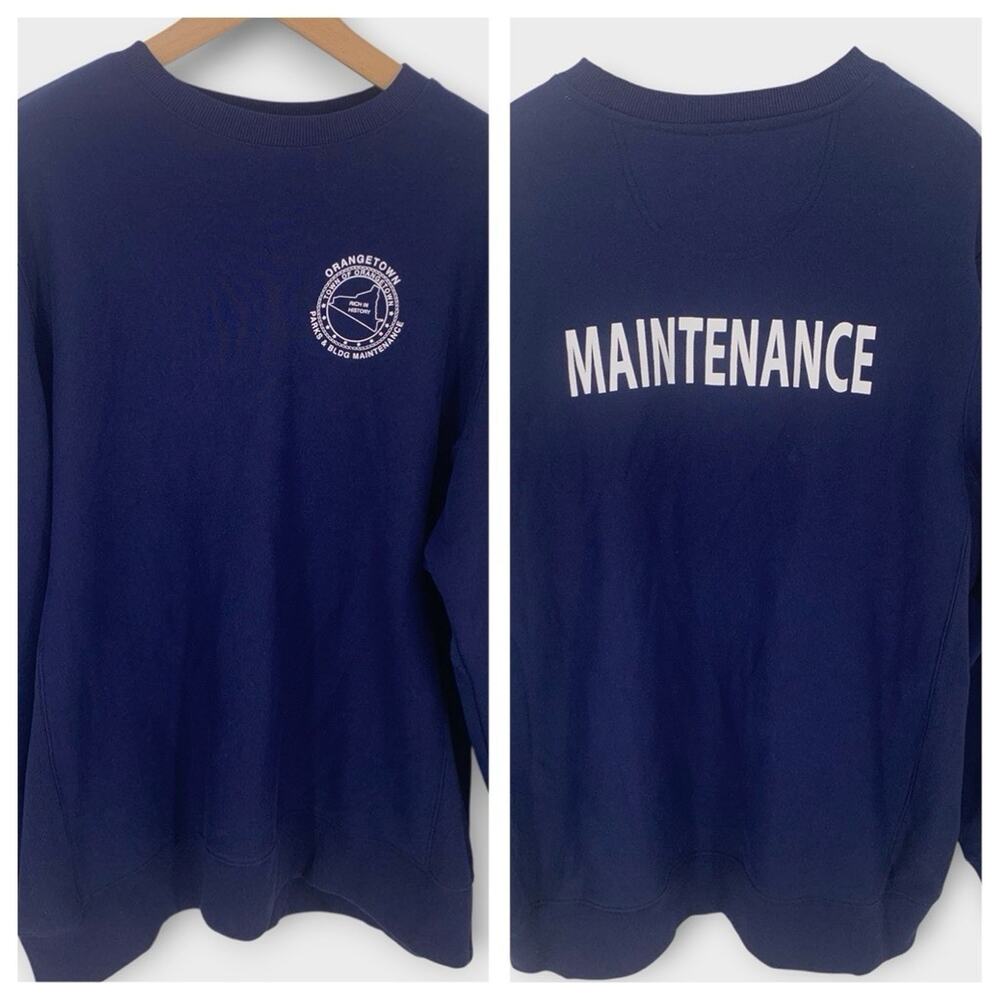 Orangetown NY Men's 3XL Sweatshirt Parks and Building Maintenance Navy Blue